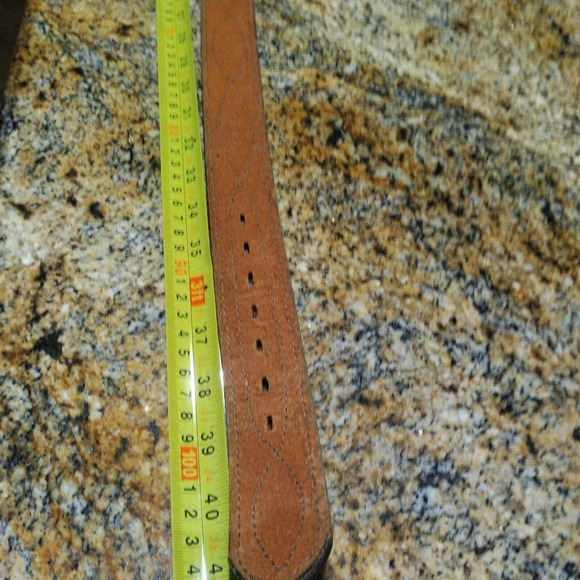 Chambers Sz 36 Tooled Leather Belt And Buckle Hand Finished Western - Picture 13 of 14